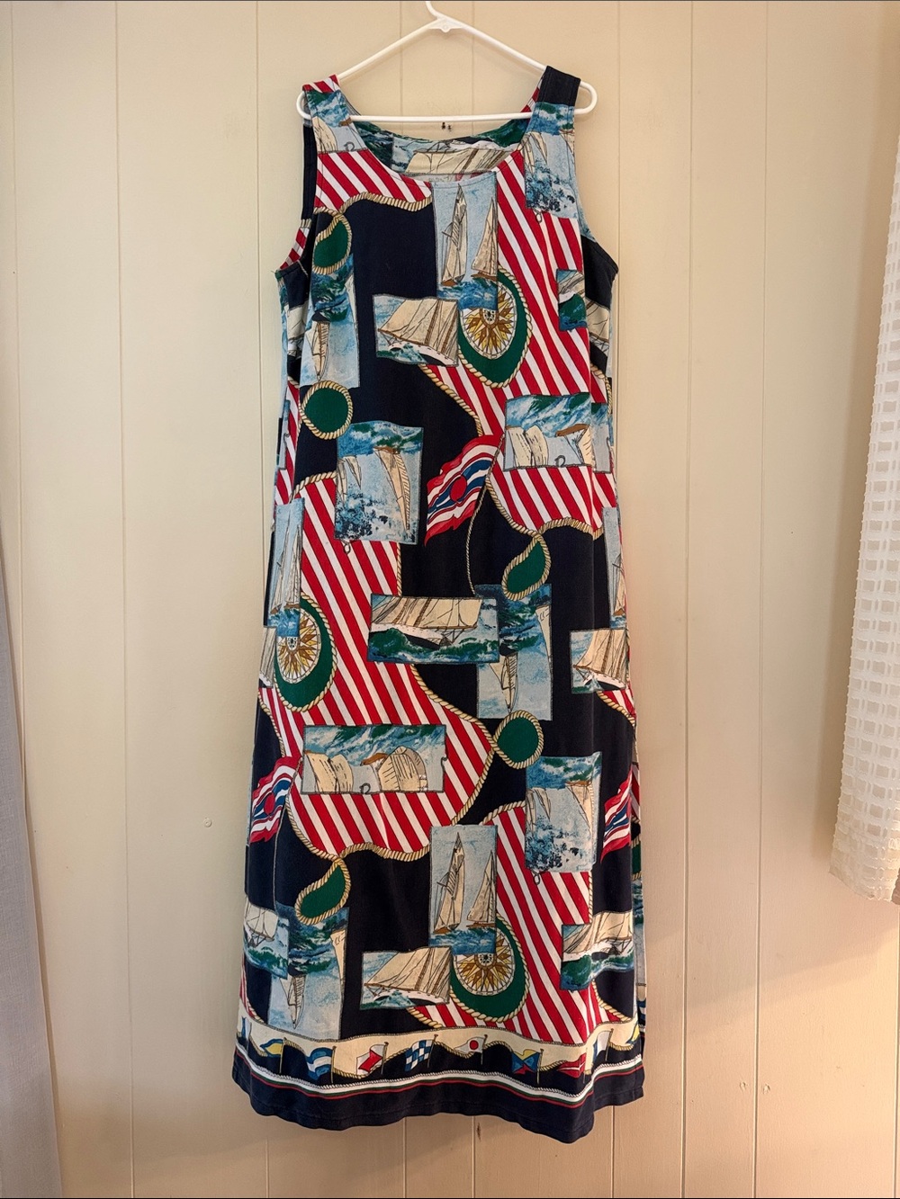 VTG Nautical Print Sleeveless Maxi Dress